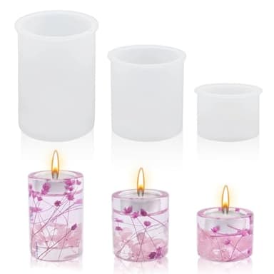 Udbrud Moule à Bougie, 3 PCS DIY Bougies Moule Moules à Bougies Cylindriques Bougies en Silicone 3D pour la Fabrication de Bougies, Savon Artisanal, Bougie ParfuméE, l'aromathérapie