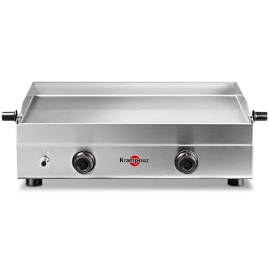 KRAMPOUZ Plancha Gaz SAVEUR - Plaque de Cuisson en Inox 64 x 33 cm - 3400 Watts - 2 Zones de Cuisson - 2 Brûleurs en Acier Inoxydable - Nettoyage Facile - Fabriquée en France - Réf PFSV2MA-KR