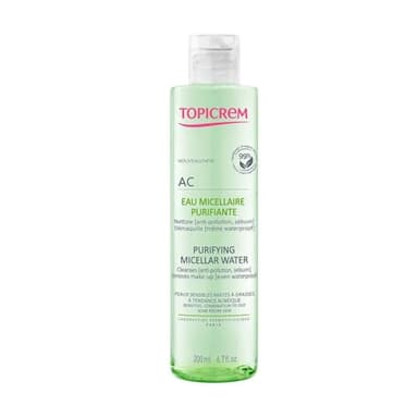 Topicrem - AC CONTROL Eau Micellaire Purifiante Démaquillante - Nettoie en Douceur, Réduit l’Excès de Sébum - Soin pour Peaux Mixtes à Grasses, Acnéiques - 200 ml