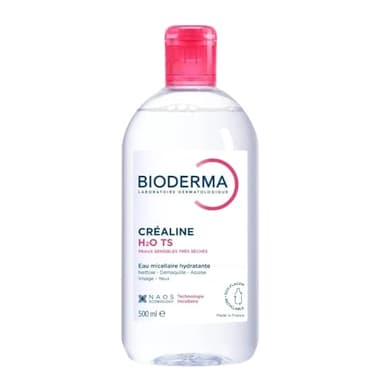 Eau Micellaire Créaline H2O TS 500 ml – Nettoyant & Démaquillant Visage et Yeux – Peaux Sensibles Très Sèches – Sans Rinçage – Haute Tolérance