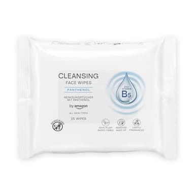 by Amazon Lingettes nettoyantes pour le visage avec Panthénol, démaquillant, parfumées, 25 lingettes