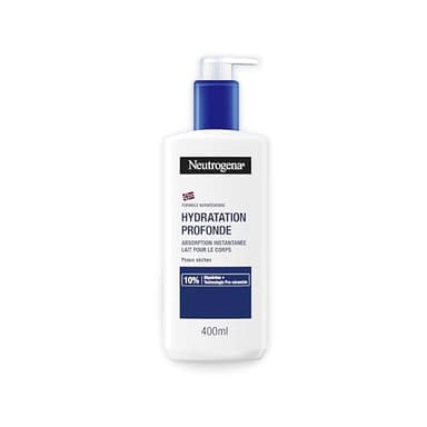 Neutrogena – Lait Corps Hydratation Profonde (flacon-pompe de 400 ml) – Lait pour le corps à absorption rapide pour peaux sèches – Soin corps avec 10% de glycérine et technologie pro-céramide