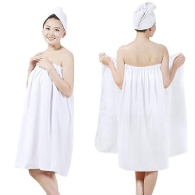 ITODA Paréo de Bain et Serviette de Cheveux en Microfibre pour Femme Set Peignoir avec Bonnet de Douche 2 en 1 Robe Serviette de Bain Séchage Rapide Peignoir 70 * 140CM pour Voyage Spa Piscine Hôtel