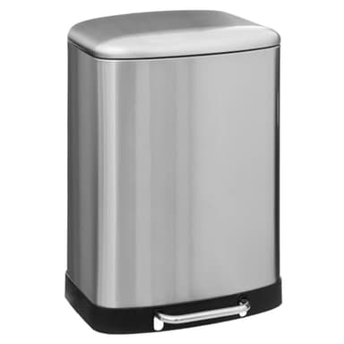 5Five - Poubelle de Cuisine Ariane 50L en Métal Inox - Seau Amovible et Poignée Arrière - Fermeture Silencieuse