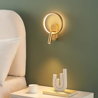 KOSILUM - Applique dorée double lumière avec liseuse centrée - Lona - Lumière Blanc Chaud Eclairage Salon Chambre Cuisine Couloir - - 1650 lm - LED intégrée - IP20
