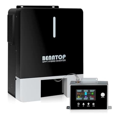 BENNTOP 6200W Onduleur Solaire Hybride 48V 220/230V Pure Sine PV Max.500V avec 120A MPPT contrôleur de Charge Solaire Pure Sine Off-Grid Wave Inverter for Lead Acid and Lithium Batteries (6200EU48)