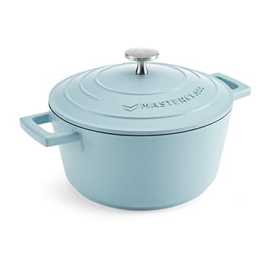 MasterClass Petite cocotte avec couvercle 2,5L/20 cm, en fonte d'aluminium légère, adaptée à la plaque à induction et au four, bleu ciel