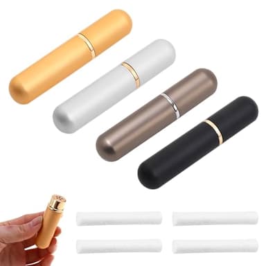 Inhalateur Huiles Essentielles, 4 Pièces Stick Inhalateur pour Huiles Essentielles, Plastique Stick Inhalateur, Réutilisable Inhalateur Nasal, Avec 4 Mèches Pour L'Aromathérapie(4 Couleurs)