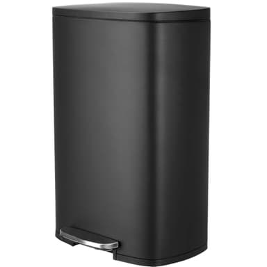 LIFERUN Poubelle Cuisine 50 Litres, Poubelle à Pédale en Acier Métal avec Couvercle, Seaux Intérieurs Amovible Fermeture en Douceur, pour Salle de Bain, Salon, Bureau, Noir