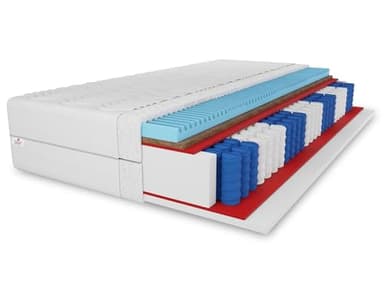 Matelas à ressorts ensachés en coco 7 zones 80 x 200 x 27 cm, dureté H3/H4, couleur : blanc, avec housse