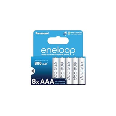 eneloop, Piles Rechargeables AAA/Micro, Lot de 8, capacité de Min. 800 mAh, Piles Ni-MH, prêt à l'emploi, Rechargeables jusqu'à 2000 Fois, Emballage sans Plastique, Standard, Blanches