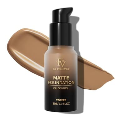 FV Fond de Teint Mat Haute Couvrance, Matifiant Fond de Teint Couvrant Imperfections, Waterproof, Longue Tenue - Peau Grasse (Toffee Matte, 30g)