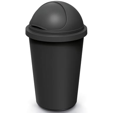 Monzana® Poubelle cuisine 50L couvercle basculant plastique recyclé 100% corbeille papier bureau support fixation sac-poubelle déchets noir