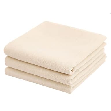 vaolmlop 3 Pcs Etamine Alimentaire,50 X 50cm Étamine Tissu En Coton Non Blanchi Mousseline Alimentaire Ultra Fine Lavable Chiffon À Fromage Anti-Chaleur Pour Filtrer Jus Fromage Thé Épices