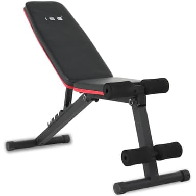 ISE Banc Musculation Pliable/Banc Musculation Plat Pliable, Banc Abdominaux Multifonction, Banc de Musculation Inclinable, Banc Fitness Pliable Réglable 7 Positions, Banc Inclinable Musculation