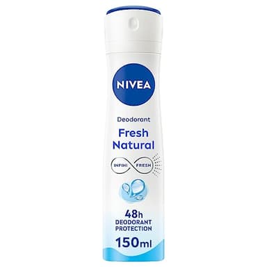 NIVEA Atomiseur Fresh Natural 0% (1 x 150 ml), déodorant femme efficacité 48 hrs, anti transpirant aisselles fraîcheur longue durée, antiperspirant sans aluminium