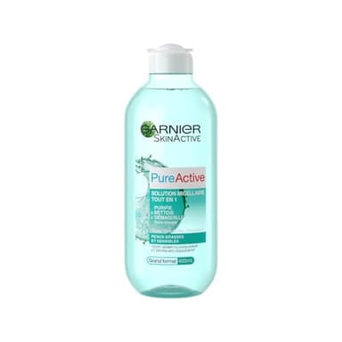 GARNIER Pure Active - Solution Micellaire Tout-En-1 - Purifie, Nettoie & Démaquille - Formule Enrichie En Micelles - Visage, Yeux, Lèvres - Peaux Mixtes à Grasses & Sensibles - 400 ml