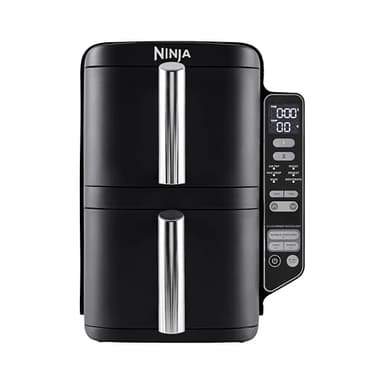 Ninja Double Stack Air-Fryer, Friteuse verticale sans huile à 2 tiroirs, 4 niveaux cuisson, 2 tiroirs et 2 grilles, design compact, capacité de 7,6L, 6 fonctions de Cuisson, 6 portions, gris SL300EU