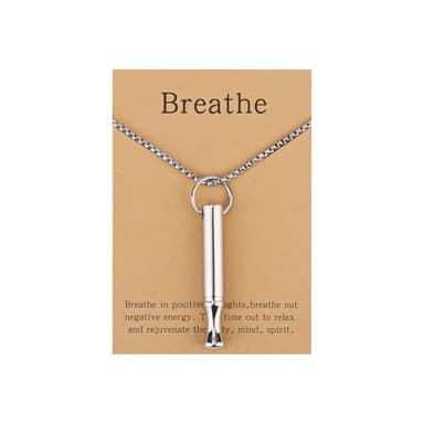 Mikovivi Collier Respiration Pleine Conscience, Collier Souffle Acier Titane Anxiété Respiration Relaxante Facile pour Femme Homme (Argent)