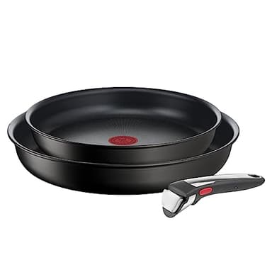 Tefal Ingenio Lot de 2 poêles + poignée amovible, Induction, Revêtement antiadhésif, Indicateur démarrage de cuisson, Empilable, Compatible lave-vaisselle, Fabriqué en France, Eco Resist On L7679302