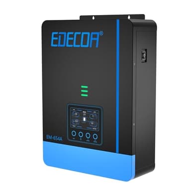 EDECOA Onduleur hybride 7000 VA/6200 W 48 V vers 230 V - Chargeur solaire MPPT 110 A sinusoïdal pur avec chargeur de batterie - Régulateur de charge solaire - 2 ports de communication (module WiFi