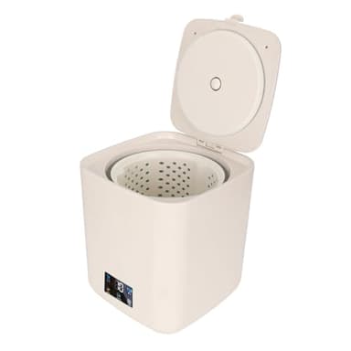 Lave-linge portable, Mini lave-linge entièrement automatique de grande capacité (7L) avec essorage, écran tactile LCD pour les sous-vêtements, les appartements et (Beige)