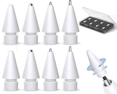 Inesore Lot de 8 pointes de rechange haute sensibilité pour Apple Pencil Pro/USB-C/2ème génération/1ère génération, stylet Nib pour iPad Pencil