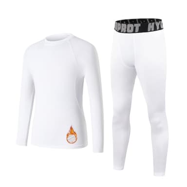 HYCOPROT Ensemble de sous-Vêtements Thermique pour Enfant Sport Respirants Thermiques Ensemble pour Ski et Football pour Garçon Séche Rapide Thermique Fonctionnels Set pour Hiver Running Randonnée
