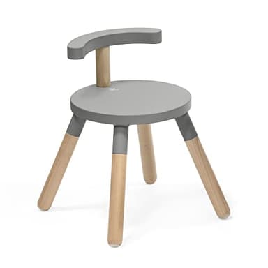 Stokke Chaise MuTable, Gris tempête - Version 2023 - Hauteur d'assise réglable et Dossier Amovible - Fabriquée en Bois de hêtre - pour Les Enfants de 1,5 à 8 Ans
