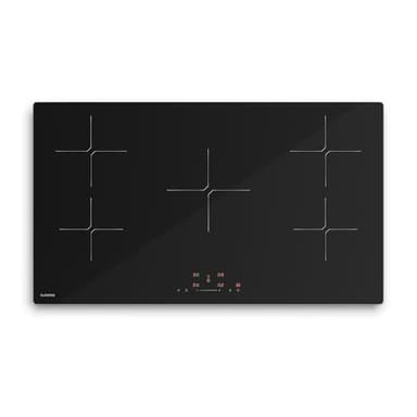 Klarstein PowerGlide Plaque Induction 90cm - 5 Zones, 9800W Boost, Curseur Tactile, Minuterie, Sécurité Enfant, Vitrocéramique Facile à Nettoyer, Plaque Cuisson Induction Encastrable