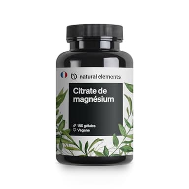 Citrate de Magnesium Premium, 2320mg dont 360mg de Magnésium Élémentaire par Dose Journalière, 180 Capsules pour 3 Mois, Pour les Muscles, Os & Système Immunitaire*, Testé en Laboratoire