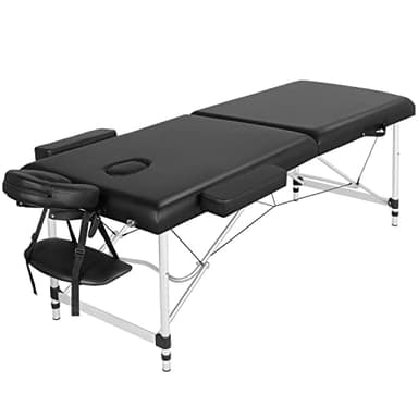 Yaheetech Table de Massage Pliante 2 Section 70 x 213 cm Lit de Massage Professionnelle Portable Aluminium Housse de Transport pour Thérapie Salon Massage