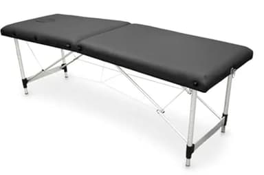 PLUS SANTE - Table de Massage Pliante Professionnelle Maya 2 Plans, Légère et Ergonomique avec Sac de Transport, Confort Optimal (Aluminium, Noire)