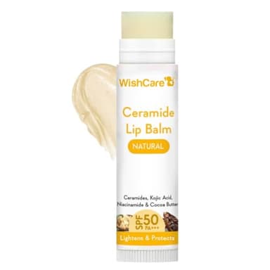 WishCare Baume à lèvres Ceramide avec SPF50 PA+++ – Acide kojique et niacinamide – pour éclaircir et protéger les lèvres 5 g