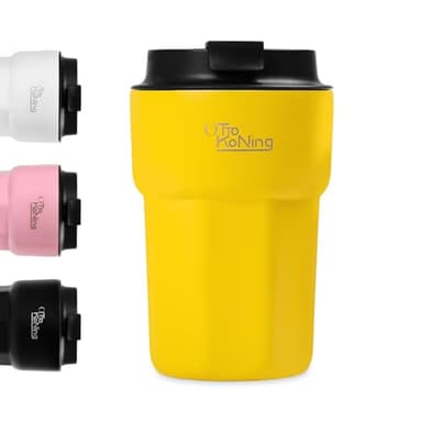 Otto Koning mug isotherme 350ml, thermos café avec couvercle étanche, tasses à café réutilisables pour le voyage, mug isotherme cafe en acier inoxydable pour le café, l'eau et le thé chauds et froids