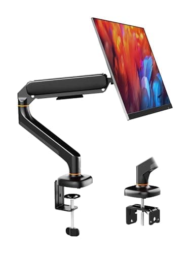 Ibergrif Bras Écran PC pour Moniteur 13-32 Pouces, Support Écran Ergonomique à Ressort à Gaz, Réglable en Hauteur, Inclinable, Pivotant, Rotatif avec Gestion des Câbles, VESA 75/100mm, MA001 -Noir