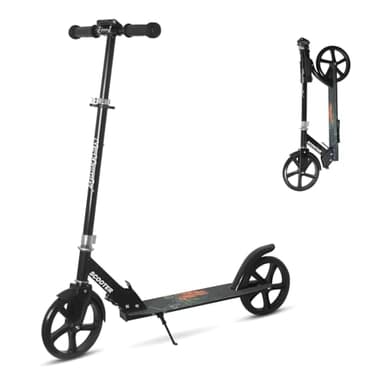 Nattork Trottinette pour enfants de 8 à 12 ans, adolescents et adultes, hauteur réglable, pliable, avec grande, pour garçons et filles, noire