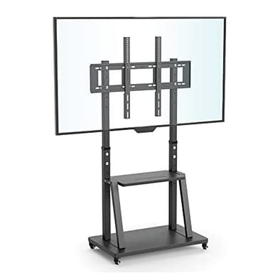UNHO Support TV sur Pied: Pied TV Universel Haut 32-100 Pouces Support TV roulettes Chariot Meuble TV pour Ecran Pied Télévision Hauteur Réglable Charge 80kg VESA 800x600mm