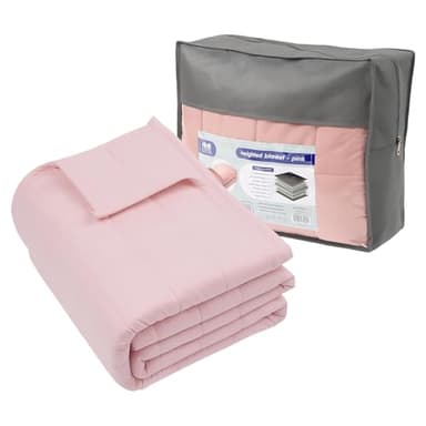 Harbour Housewares Couverture Lestée avec Sac de Rangement - 150 x 200cm - 8kg - Rose - 1x Lourd Adulte Coton Lit Couverture Jet avec des Perles de Verre | Construction à 7 Couches | Anxiété Thérapie