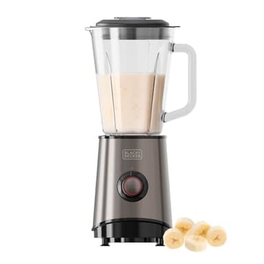 Black+Decker - Blender 800W | Carafe en Verre 1.5L | 4 Lames en Acier Inoxydable | Fonction Pulse & Easy | Vitesses Variables + Pulse | Broyeur à Glace | Nettoyage Facile