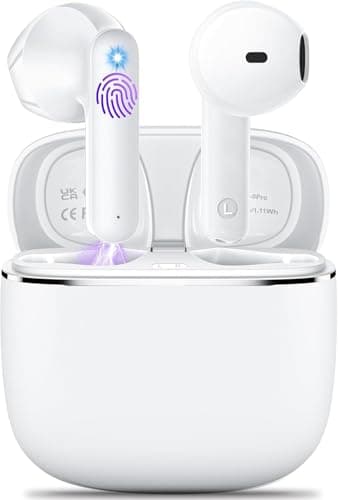Générique Écouteurs sans Fil,Bluetooth sans Fil,Temps de Lecture de Cycle 30h Casque avec boîtier de Charge et Microphone, stéréo,oreillette Bluetooth sans (Noir) (Blanc Kaki)