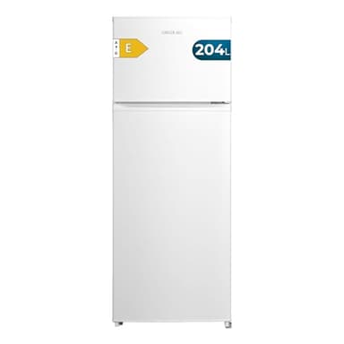 Cecotec Réfrigérateur Combiné Bolero CoolMarket 2D 204 White E, 204L, 143 cm de Hauteur, 55 cm de Largeur, Classe E, Silencieux, Éclairage LED, Compresseur Inverter Plus, Technologie Cyclique, Blanc
