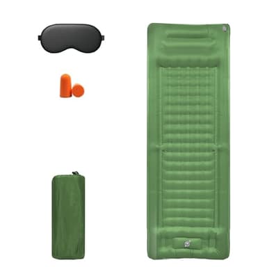EXLECO Matelas Gonflable 1 Personne Randonnée Tapis de Couchage Autogonflant Pompe à Pied Matelas Pliable Vert