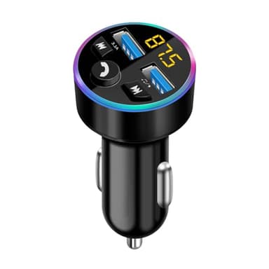 Transmetteur FM Bluetooth - Adaptateur Bluetooth 5.0 - Adaptateur Audio - Lecteur MP3 - Transmetteur FM en Métal - avec Double Chargeur USB pour Téléphone Portable, Prise Allume Cigare