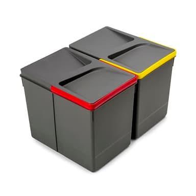 Emuca - Poubelles, Compartiments de Recyclage pour Base à Couper, Kit de 2 bacs Hauteur 266mm et capacité 15 litres