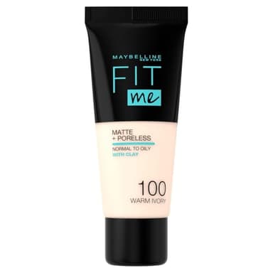 Maybelline New York - Fond de Teint Fluide Fit Me! Matte & Poreless - Peaux normales à grasses - Teinte : 100 Ivoire Doré - 30 ml