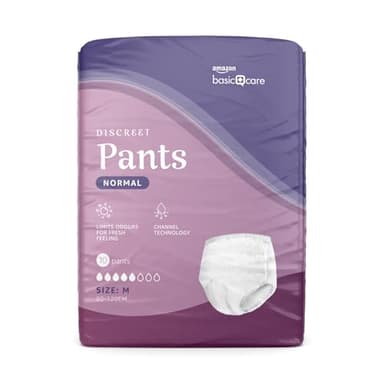 Amazon Basic Care Femme culottes Discreet Moyen - 40 Pièces (4 paquets de 10), Blanc