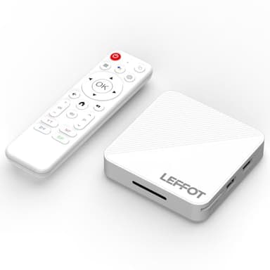 LEFFOT Android 14 TV Box 2025, 2Go RAM + 16Go ROM, 4K Ultra HD Boitier Android TV, 4K@60Hz Sortie Vidéo, Boitier IP-TV avec Contrôle Vocal, WiFi 6, BT 5.4, 100M Ethernet, HDR10, RK3518 Quad-Core A53