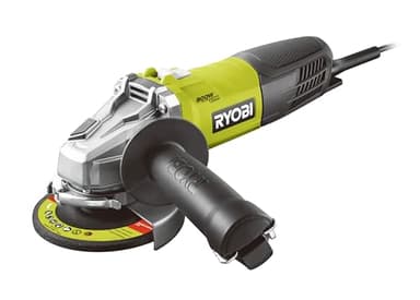 RYOBI - Meuleuse d'Angle Filaire 800W 125mm - 12 000 tr/min - Livrée avec 1 Disque à Ébarber le Métal Ø 125 mm et 1 Poignée Latérale 2 Positions - Protection Anti-Démarrage - RAG800-125G