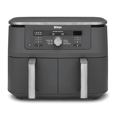 Ninja Air Fryer Dual Zone MAX numérique, Friteuse à air chaud grande capacité, 9,5 L, 6-en-1, Sans huile, Air Fry, Croustillant max, Cuire au four, Rôtir, Déshydrater, Réchauffer, Gris métal DZ400EU